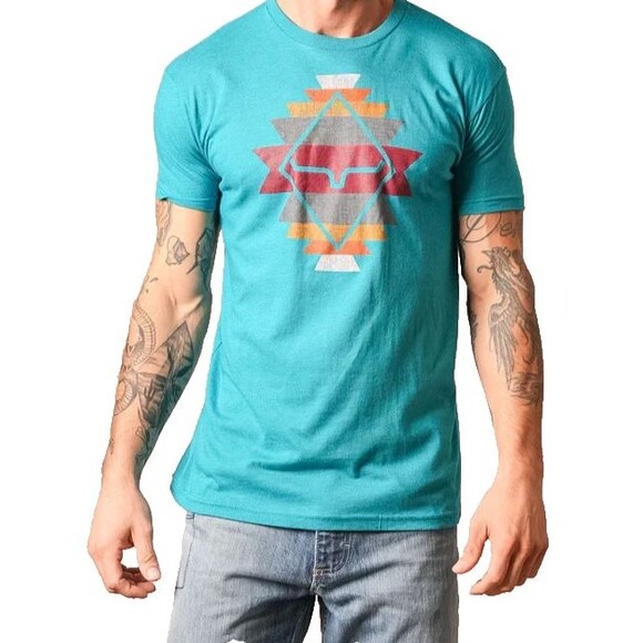 Kimes Ranch T-shirt Short Sleeve NEW with Tags Mens Sz Medium Aztec Layers Teal - Picture 2 of 4